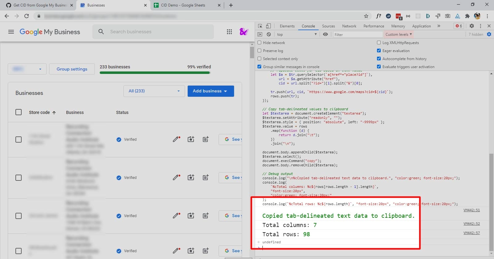 Getting Google My Business CID Codes, Quickly.
